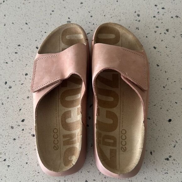 Ecco 2nd Cozmo Blush Pink Slide Sandals Nubuck Leather Casual Minimalist Size 37 - Picture 2 of 8